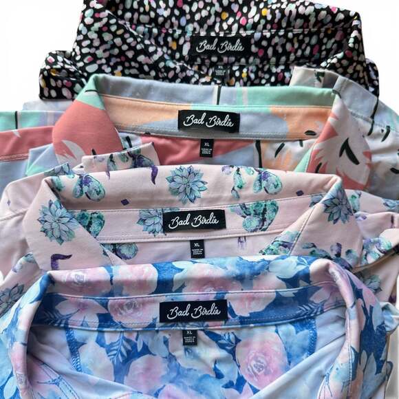 Bad Birdie Other - NWOT Bundle 4 Bad Birdie Men's Golf Polo Shirts Size XL Floral Geometric Print